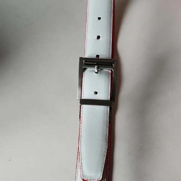 Ping Reversible Red And White Leather Belt - Picture 5 of 10